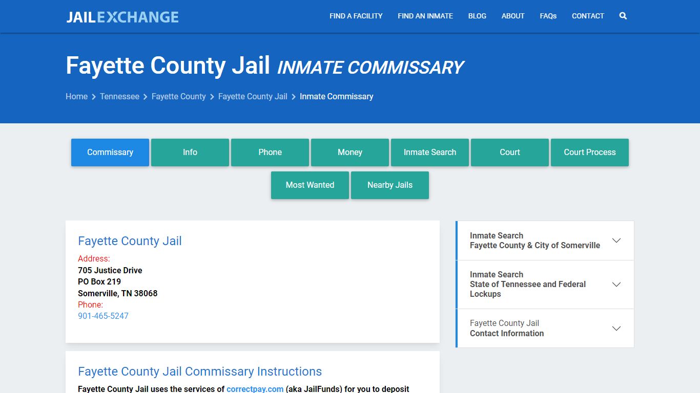 Inmate Commissary, Care Packs - Fayette County Jail, TN