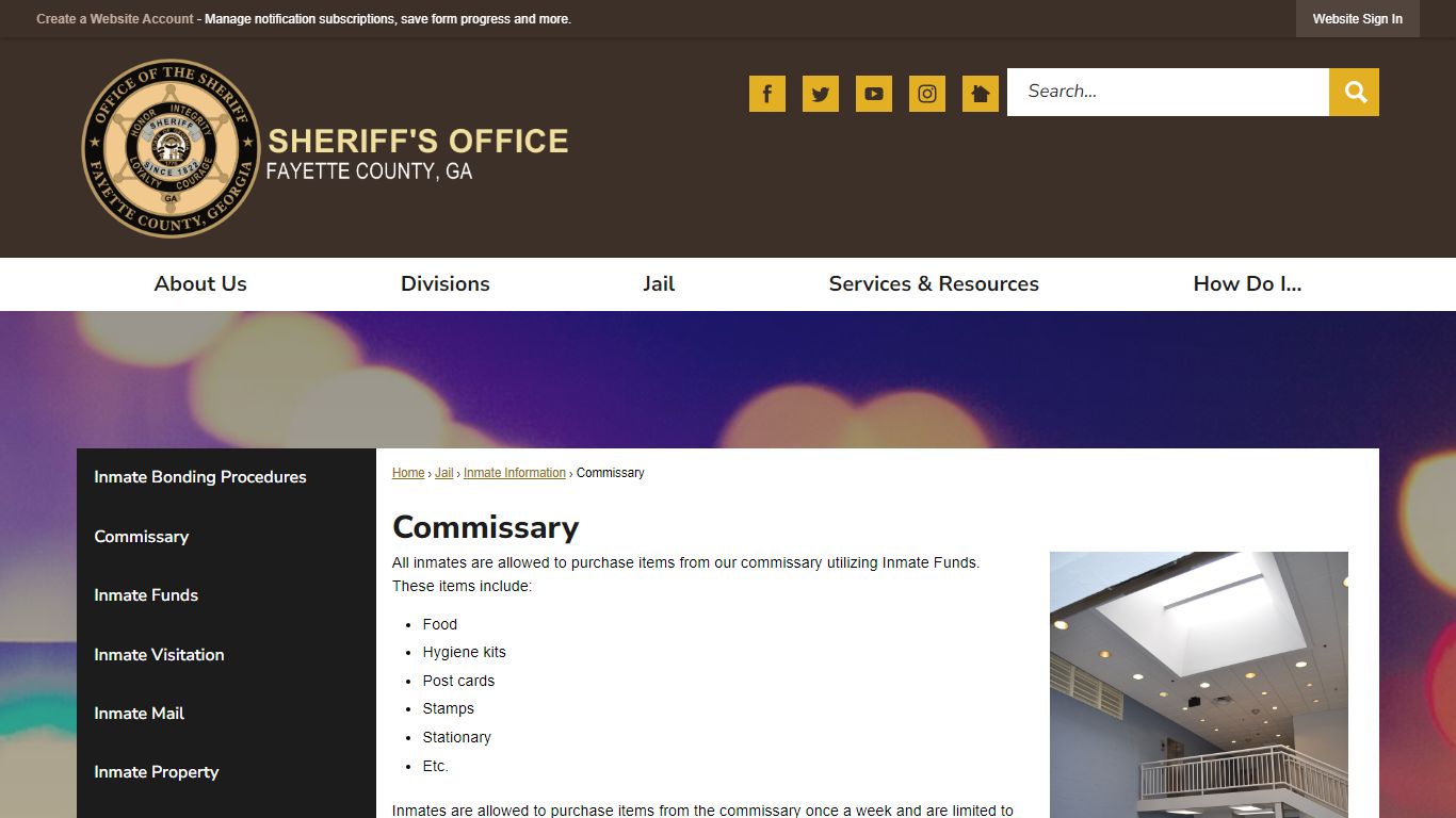 Commissary | Fayette County Sheriff, GA