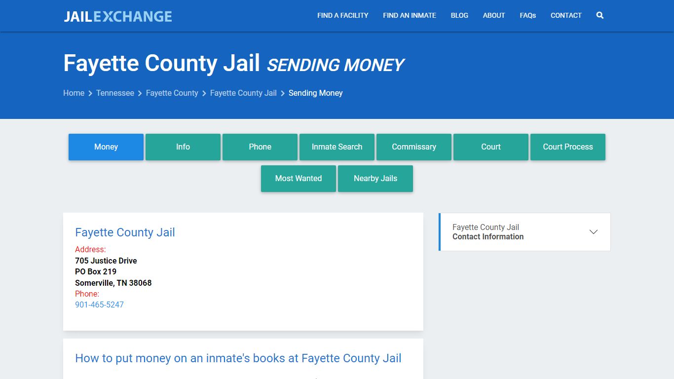 Send Money to Inmate - Fayette County Jail, TN - Jail Exchange